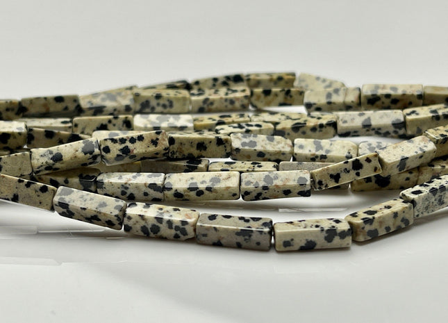 4-5x13 mm Cuboid Tube Shape Dalmatian Jasper Gemstone Beads Black Dot Jasper Gemstones Loose Beads 15.5 Inches Strand #3829