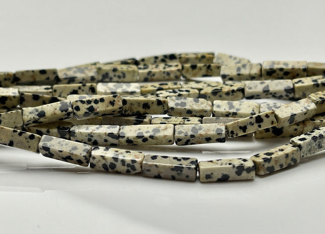 4-5x13 mm Cuboid Tube Shape Dalmatian Jasper Gemstone Beads Black Dot Jasper Gemstones Loose Beads 15.5 Inches Strand #3829