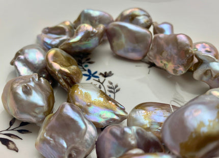 One Piece 16-21x25-30 mm AAA Very Rare Jumbo Natural Mauve Pink Baroque Pearl High Luster With Iridescent Nugget Baroque Pearl Beads #P1215