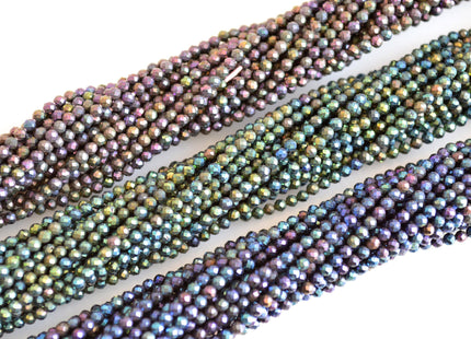 2mm AAA Tiny Semi Precious Spinel Gemstone Beads Rainbow Blue Green Pink Color Faceted Round Shape 13 Inches Strand #2027