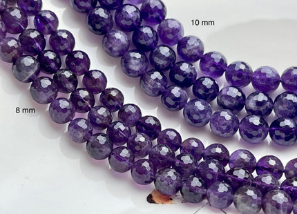 8mm 10mm Faceted Round Amethyst Beads February Birthstone Natural Genuine Natural Amethyst Gemstone Beads 15.5 Inches Strand #3891
