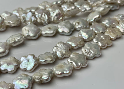 12 mm Very Rare Natural White Flower Shape Freshwater Coin Pearl Beads Genuine High Luster Flower Coin Pearls #P2244