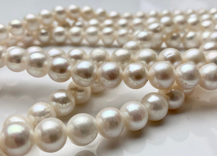 8.5-9.5 mm Natural White Off Round Freshwater Pearl Beads Genuine Cultured White Natural Freshwater Pearl Beads 47 Pieces #P1385