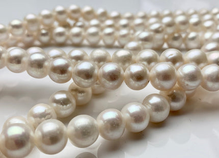 8.5-9.5 mm Natural White Off Round Freshwater Pearl Beads Genuine Cultured White Natural Freshwater Pearl Beads 45 Beads #P1385