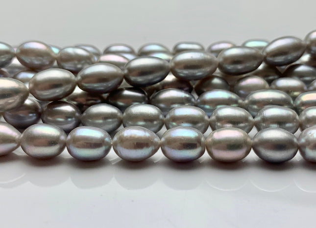 6x8-9 mm AAA Gray Color Freshwater Pearls Rice/Oval Shape Pearl Beads Genuine High Luster Smooth Freshwater Pearls #P2255