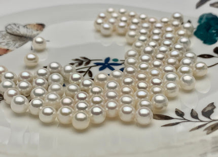 Two Pieces AAAAA 5.5-6mm High Luster Undrilled/Half Drilled/Through Drilled Tiny Freshwater Pearls Genuine White Round Pearl Beads #P1196