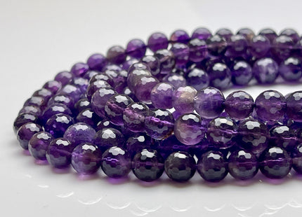 8mm 10mm Faceted Round Amethyst Beads February Birthstone Natural Genuine Natural Amethyst Gemstone Beads 15.5 Inches Strand #3891
