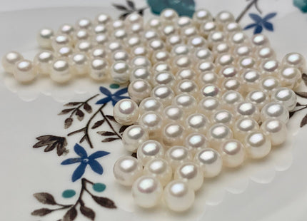 Two Pieces AAAAA 5.5-6mm High Luster Undrilled/Half Drilled/Through Drilled Tiny Freshwater Pearls Genuine Natural White Pearl Beads #P1196