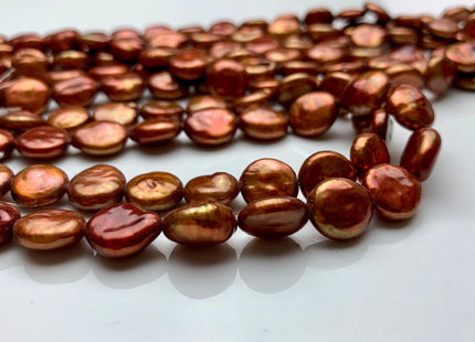 9 mm Or 10-11 mm AAA Orange Copper Color Coin Freshwater Pearl Beads High Luster Genuine Smooth And Round Freshwater Coin Pearls #1604