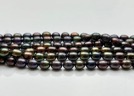 5x7 mm AA Dark Green Peacock Color Freshwater Rice/Oval Pearls Genuine Black Peacock Color Rice/Oval Freshwater Pearls #P1826