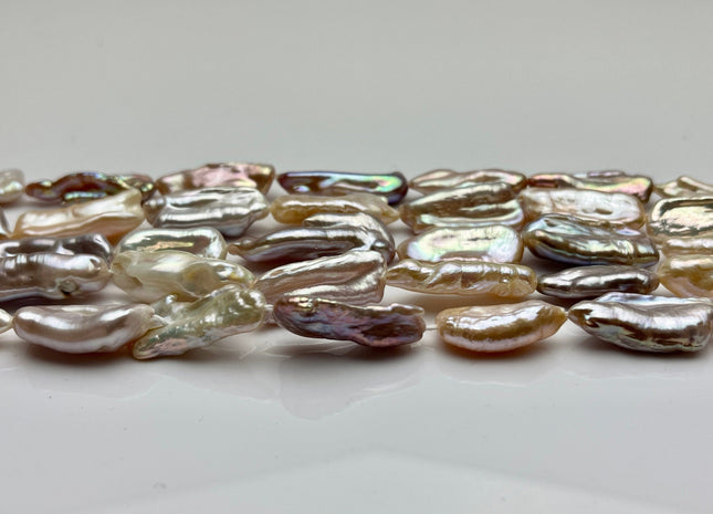9-10 x 21-28 mm Natural Pink Long Biwa Stick Freshwater Pearls Beads Genuine High Luster Mixed Pink Mauve Biwa Freshwater Pearls #604