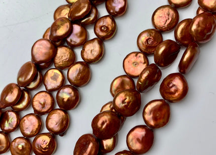9 mm Or 10-11 mm AAA Orange Copper Color Coin Freshwater Pearl Beads High Luster Genuine Smooth And Round Freshwater Coin Pearls #1604