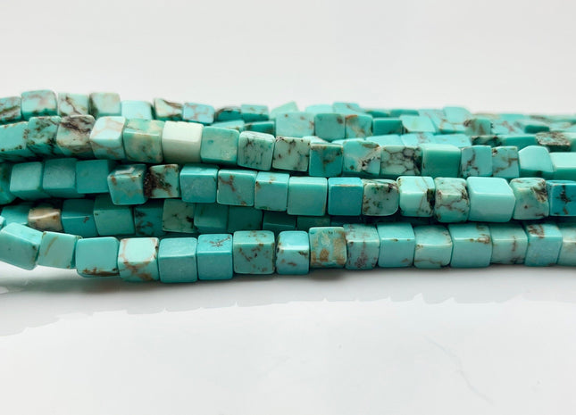 4 mm Turquoise Beads Cube Shape Genuine Gemstone Loose Beads #2574