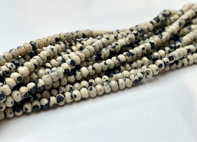 2x3.5-4 mm AAA Natural Color Faceted Rondelle Dalmatian Jasper Gemstone Beads Quality Micro Faceted Dalmatian Gemstone Loose Beads # 2437