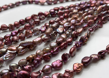 6-7x8-12mm High Luster Limited Edition Champagne Purple Keshi Rice Nugget Freshwater Pearl Beads Genuine Keshi Pearl #P1779