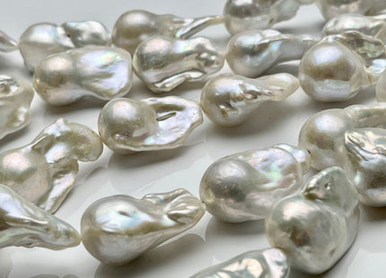 15x20-21x35 mm AA Half Strand Natural White Freshwater Baroque Pearl Beads Genuine High Luster Natural White Baroque Pearls 6-8 Beads #P1730