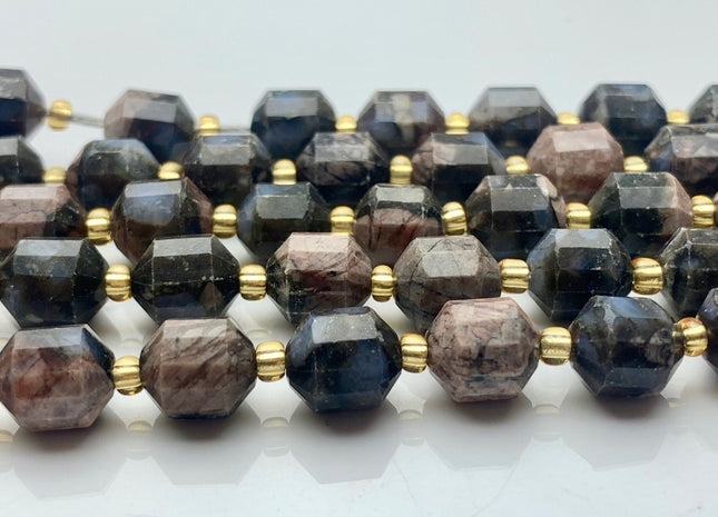 7x8mm Faceted Energy Prism Cut Jasper Gemstone Genuine Double Terminated Points Blue Pink Color Jasper Beads 38 Pieces #3656