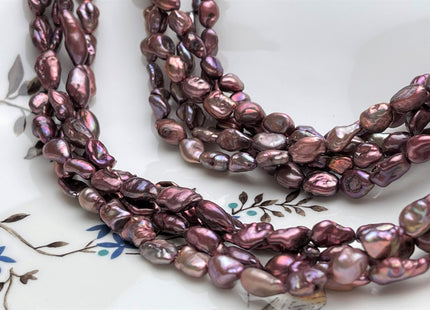 6-7x8-12mm High Luster Limited Edition Champagne Purple Keshi Rice Nugget Freshwater Pearl Beads Genuine Keshi Pearl #P1779