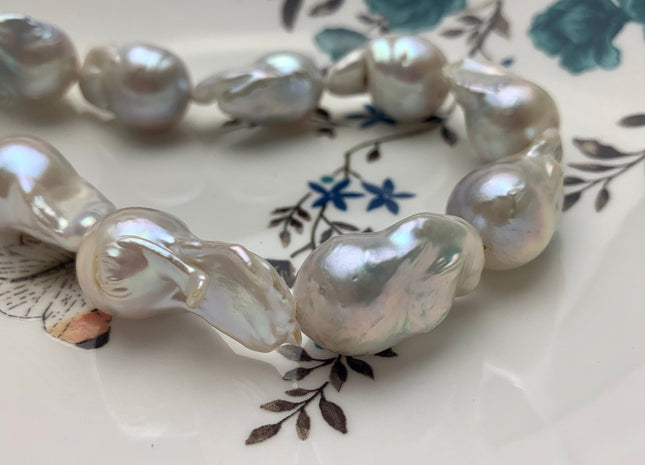 15x20-38 mm AA Natural White Freshwater Baroque Pearl Beads Genuine High Luster And Quality Natural White Baroque Pearls #1691