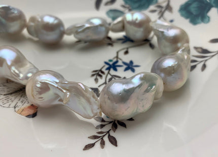 15x20-38 mm AA Natural White Freshwater Baroque Pearl Beads Genuine High Luster And Quality Natural White Baroque Pearls #1691