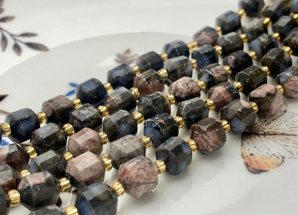 7x8mm Faceted Energy Prism Cut Jasper Gemstone Genuine Double Terminated Points Blue Pink Color Jasper Beads 38 Pieces #3656