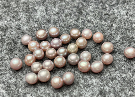 Two Pieces AAA 5-5.5mm High Luster Undrilled/Half Drilled/Through Drilled Freshwater Pearl Genuine Natural Mauve Pink Round Pearl #P1572