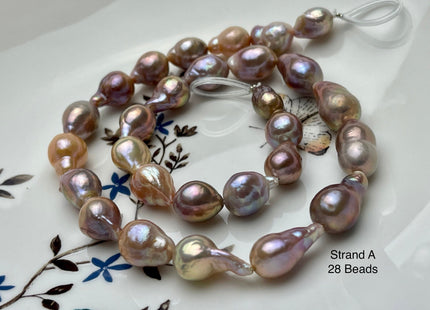 9-10x13-19mm AAAA Very Rare Mauve Pink Baroque Edison Pearl Genuine Natural High Luster Tear Drop Edison Pearl With Iridescent Color #P1945