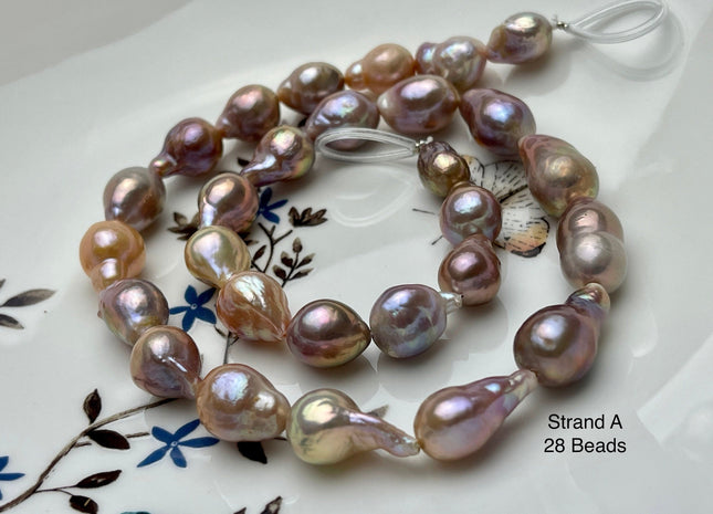 9-10x13-19mm AAAA Very Rare Mauve Pink Baroque Edison Pearl Genuine Natural High Luster Tear Drop Edison Pearl With Iridescent Color #P1945