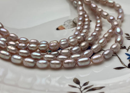 5-6x8 mm AAA Natural Mauve Pink Rice/Oval Freshwater Pearl Beads Genuine Mauve Pink Rice Freshwater Pearls #1761