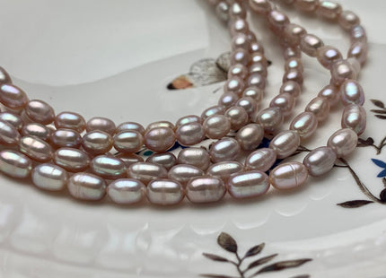 5-6x8 mm AAA Natural Mauve Pink Rice/Oval Freshwater Pearl Beads Genuine Mauve Pink Rice Freshwater Pearls #1761