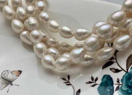 11-15x15-22 mm AA Natural White Tear-Drop Rice Shape Freshwater Pearl Beads #1951
