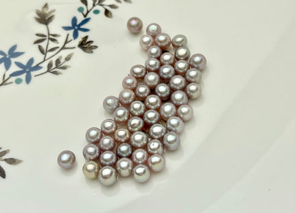 Two Pieces AAA 5-5.5mm High Luster Undrilled/Half Drilled/Through Drilled Freshwater Pearl Genuine Natural Mauve Pink Round Pearl #P1572