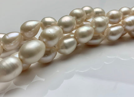 11-15x15-22 mm AA Natural White Tear-Drop Rice Shape Freshwater Pearl Beads #1951