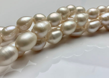 11-15x15-22 mm AA Natural White Tear-Drop Rice Shape Freshwater Pearl Beads #1951