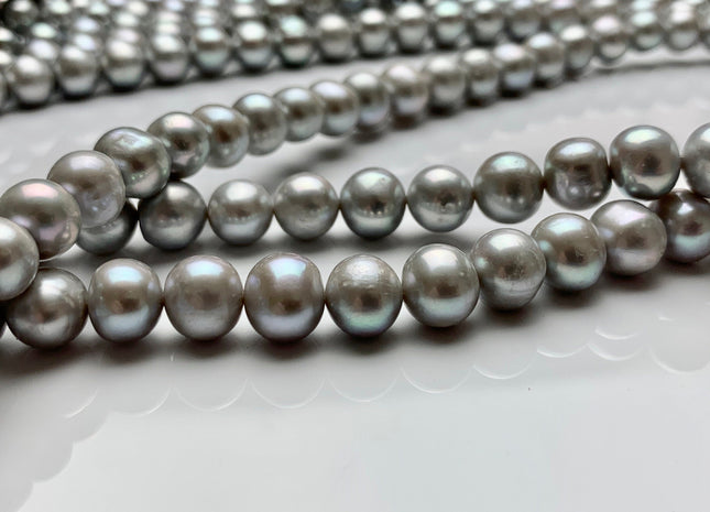 9-10 mm AA Gray Potato Freshwater Pearls, Genuine Freshwater Pearl Beads Silver Gray Freshwater Pearl, Cultured Freshwater Pearl #1146