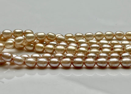 6x7-8 mm AA Champagne or Gold Rice Oval Freshwater Pearl Beads Genuine Gold or Champagne Color Rice Freshwater Pearls #P2024