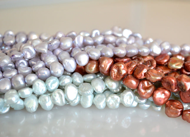 Freshwater Keishi Nugget Pearl Beads Center Drilled Lavender Rust and SeaFoam Color Approx.6-8mm #702