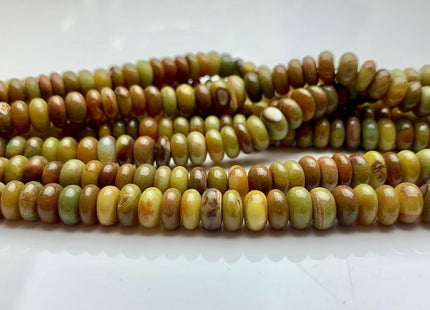 7mm 8mm 9mm 10mm 100% All Natural Smooth Rondelle Brown Opal Gemstone Beads Multi Natural Green Brown Opal Beads 8 Inches #3204