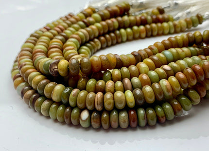 7mm 8mm 9mm 10mm 100% All Natural Smooth Rondelle Brown Opal Gemstone Beads Multi Natural Green Brown Opal Beads 8 Inches #3204