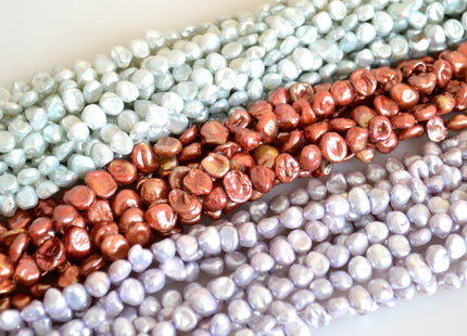 Freshwater Keishi Nugget Pearl Beads Center Drilled Lavender Rust and SeaFoam Color Approx.6-8mm #702