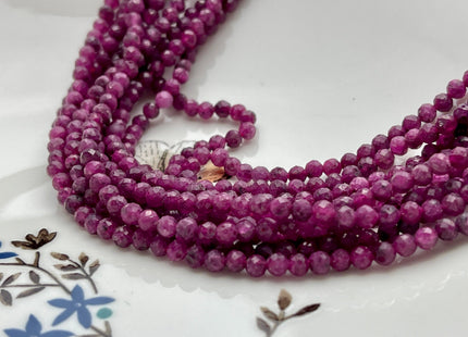 3.5-4 mm AAA Micro Faceted Round Red Ruby Gemstone Beads Quality Faceted Ruby Gemstone Loose Beads #3952