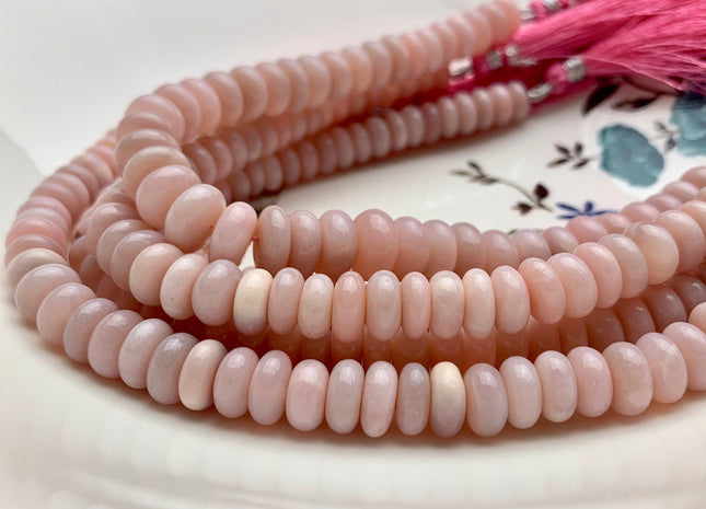 7mm 8mm 9mm 10mm AAA Natural Multi Pink Opal Smooth Rondelle Gemstone Beads Genuine Peruvian Soft Baby Pink Opal 10 Inches #3266