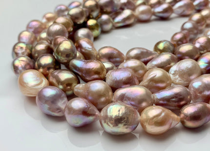 12x14-16 mm AAA Rare Mixed Natural Mauve Pink Baroque Pearl Genuine Quality Tear Drop Edison Pearl With Iridescent Color 27 Beads #P1663