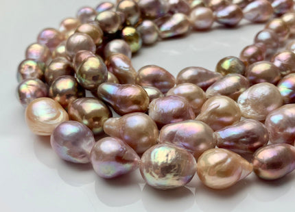 12x14-16 mm AAA Rare Mixed Natural Mauve Pink Baroque Pearl Genuine Quality Tear Drop Edison Pearl With Iridescent Color 27 Beads #P1663