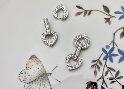 10x22 mm 925 Sterling Silver Double Heart Shape Clasp Genuine Sterling Silver Findings 925 Sterling Silver Clasps With CZ DIY Jewelry #10064