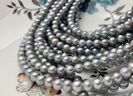 6-6.5 mm AAA Half Strand Large Hole Gray Off Round Freshwater Pearl Beads Hole Size 1.5mm 2.1mm Genuine High Luster Pearl 36 Pieces #P1570