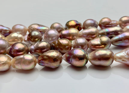 12x14-16 mm AAA Rare Mixed Natural Mauve Pink Baroque Pearl Genuine Quality Tear Drop Edison Pearl With Iridescent Color 27 Beads #P1663
