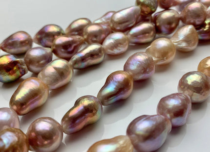 12x14-16 mm AAA Rare Mixed Natural Mauve Pink Baroque Pearl Genuine Quality Tear Drop Edison Pearl With Iridescent Color 27 Beads #P1663