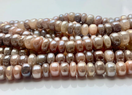 7mm 8mm 9mm 10mm 11mm All Natural Smooth Rondelle Coated Moonstone Gemstone Beads Genuine Natural Moonstone Beads 8 Inches Strand #3725