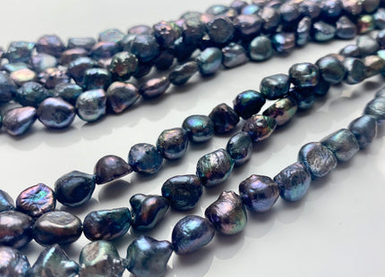 7-8 mm Potato Nugget Blue Peacock Color Freshwater Pearl Beads Genuine Cultured High Luster Blue Peacock Color Nugget Pearls #P1651